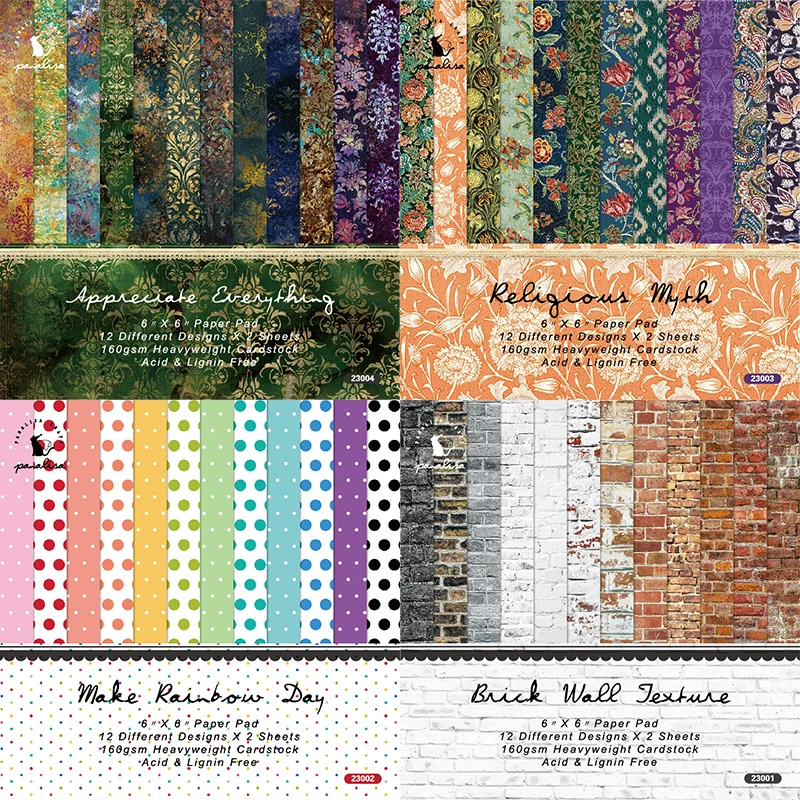 12sheet Retro Texture Background Scrapbooking Paper Card Making Vintage