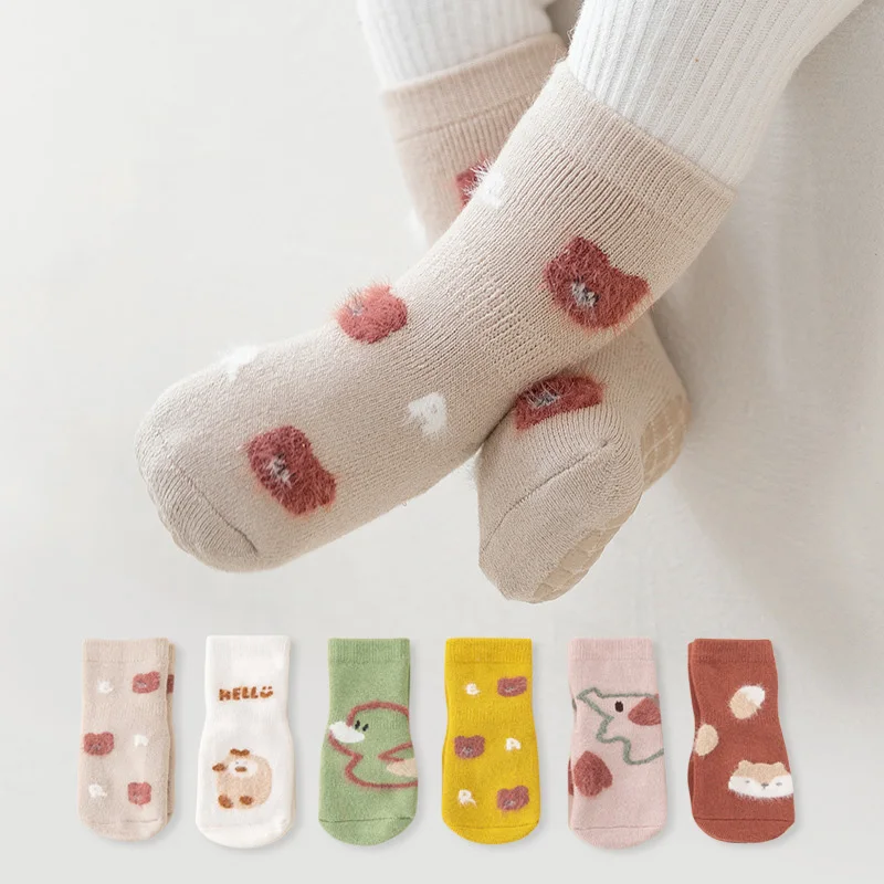 

2023 Spring Baby Socks Thicken Cotton Non-slip Floor Socks for Girls Boys Cartoon Infant Stockings Toddler Accessories 0-3 Years