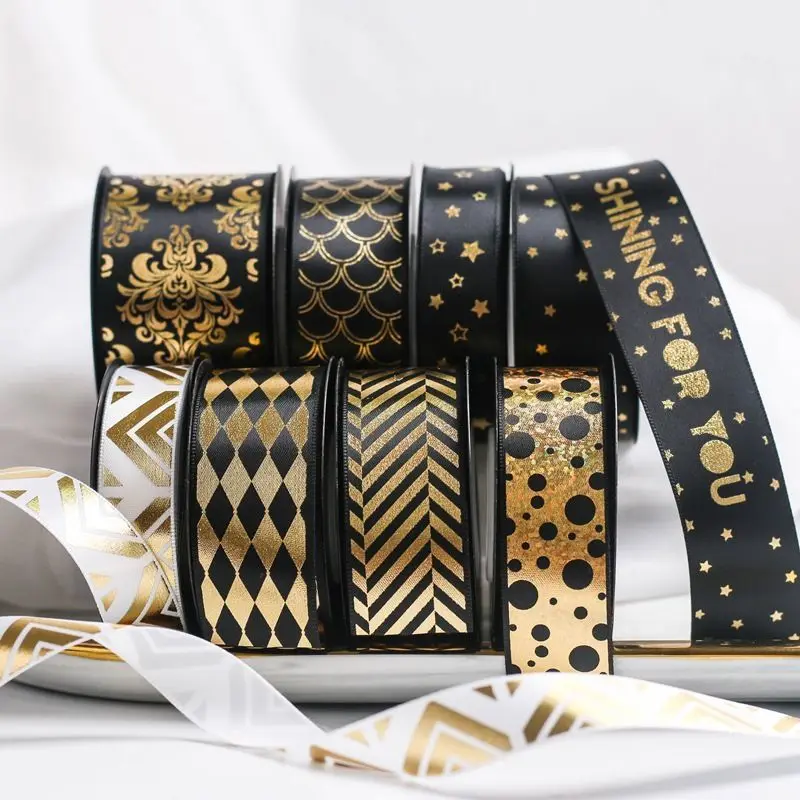 9m Bronzed Gold Ribbon DIY Bow Hair Accessories Flower Packaging Straw Hat Shoelace Gift Box Ribbons for Crafts |