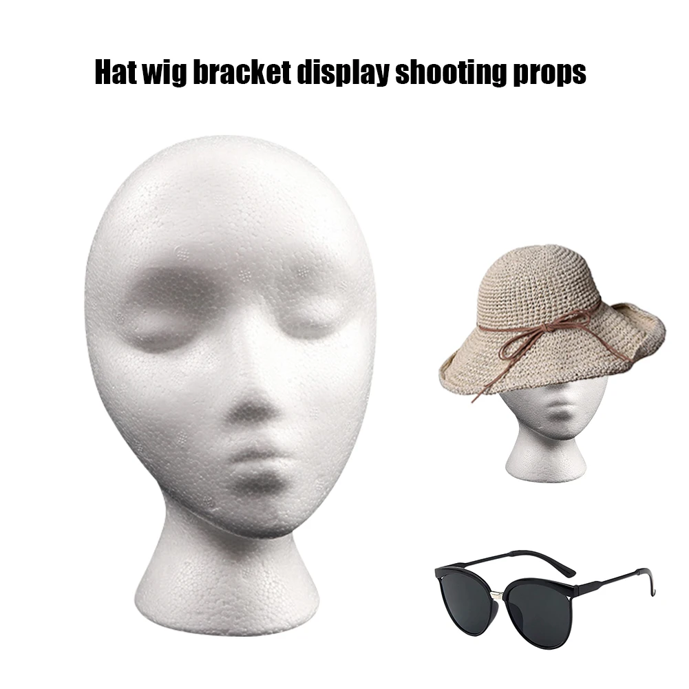 Women Styrofoam Foam Head Model Polystyrene Mannequin Head Model Lightweight Durable Portable Fashion for Hat Hair Wigs Display