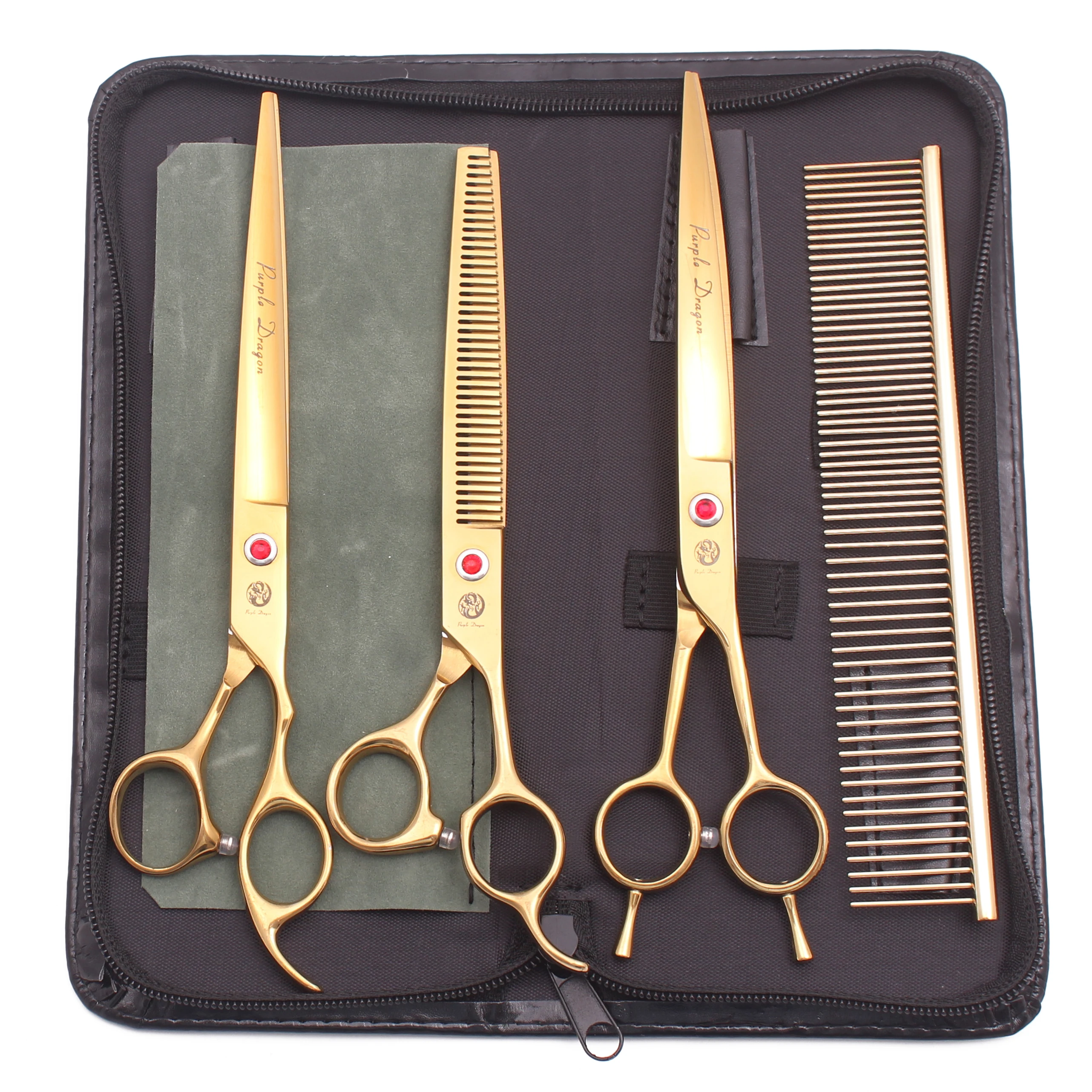 Purple Dragon 8 Inch Dog Grooming Scissors Thinning Shears Professional Cat Pet Scissors Hair Comb Cutting High Quality Z3015-b 3