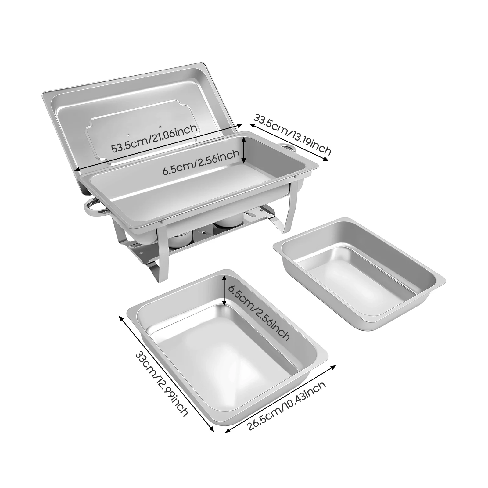 2-Pan Chafing Dish Buffet Set Stainless Steel Catering Server Food Warmer for Catering Weddings Events Banquets