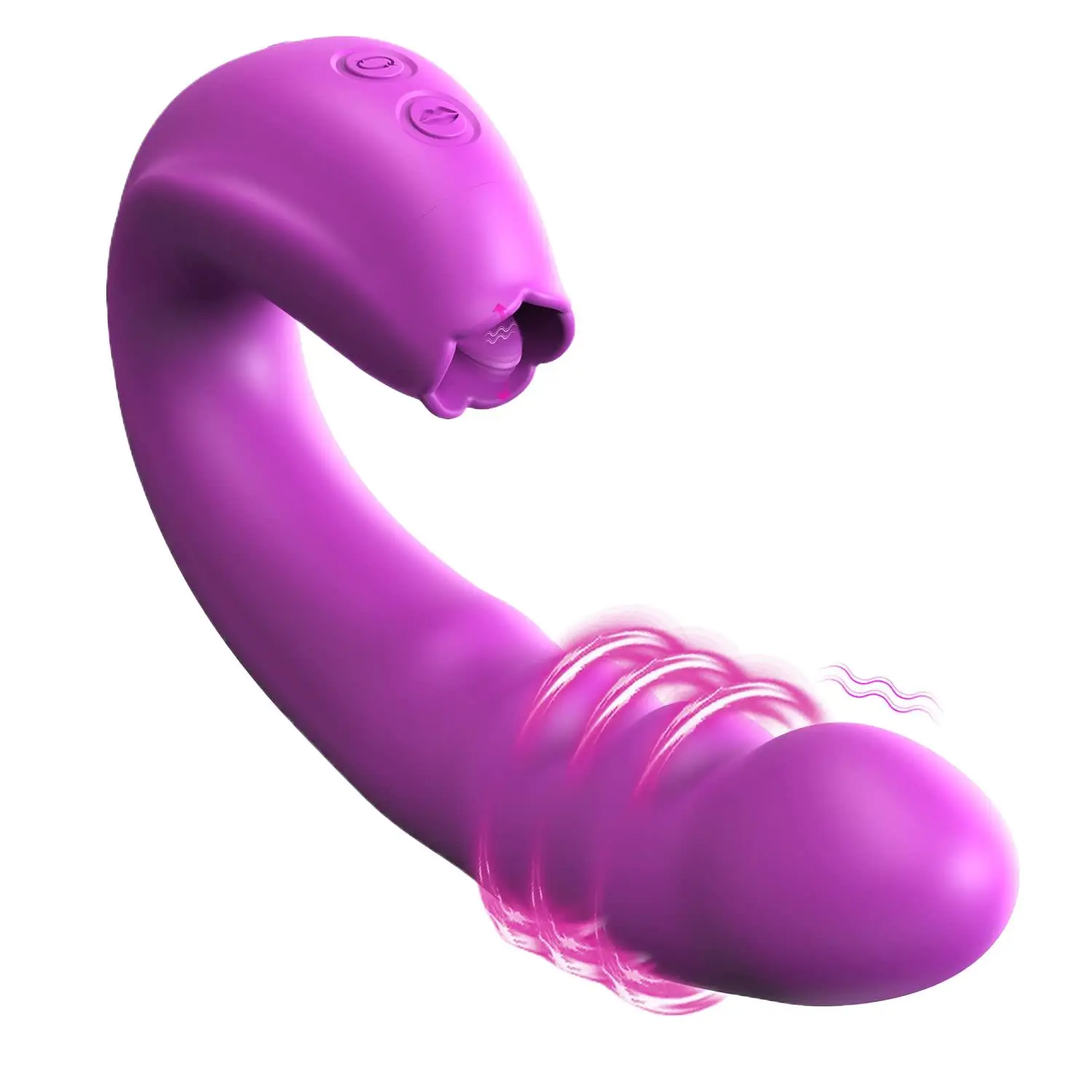

Clitoral Licking Rotating G Spot Vibrator, 3 in 1 Clit Tongue Dildo Vaginal Vibrating Stimulator with 10 Modes, Anal Breast Nip