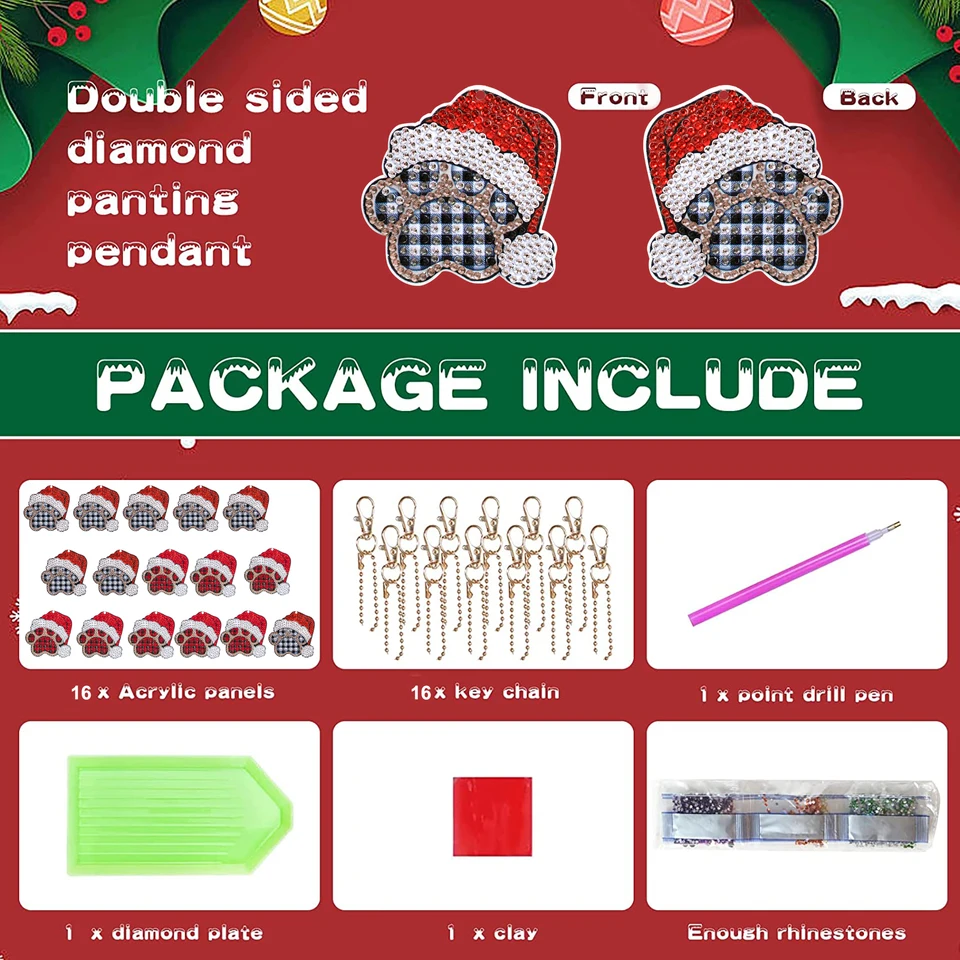 12 Kit Portachiavi Diamond Painting Volpe 5D - Fai Da Te Completo Con Trapano, Ciondoli Animali Doppio Lato Per Bambini