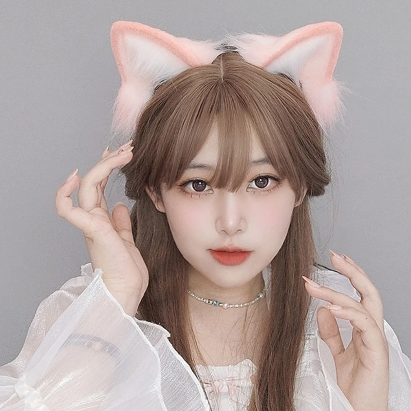 Furry Ear Anime Cosplays Hair Accessory Animal Ears Foxes Headband Hair Clip Cute Plush Headdress for Costume Party hair accessories hair bands hair band cosplay accessories cosplay headpiece