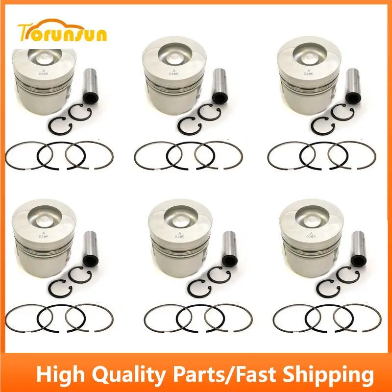 

New 6 Sets STD Piston Kit With Ring 1-12111-918-0 Fit For Isuzu 6BG1T Engine 105MM