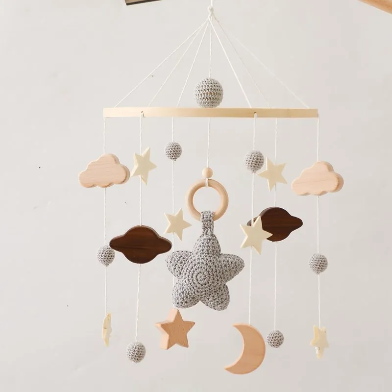 Baby Rassel Spielzeug 0-12 Monate Holz Mobile Auf Dem Bett Neugeborenen Spieluhr Bett Glocke Hängen Spielzeug Halter Halterung infant Krippe Junge Spielzeug – Detail 4
