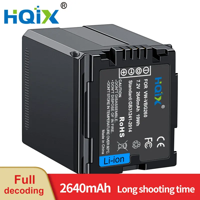 

HQIX for Panasonic HDC-DX3 SD3 SD7 HS100 SD9 SD200 SD20 SD1 SD5 HS200 HS350 HS100 HS9 SDR-H18 Camera VW-VBG260 Charger Battery