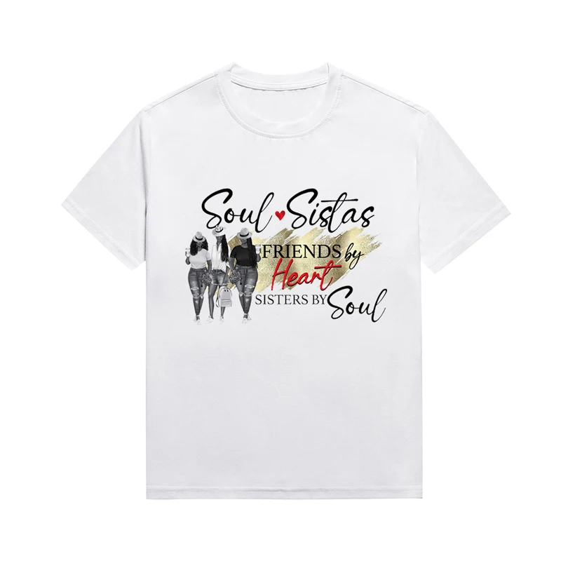 

Африканские черные женские футболки с графическим рисунком меланин, модные сестры, ретро принт, Базовый стиль, топ, футболка на заказ