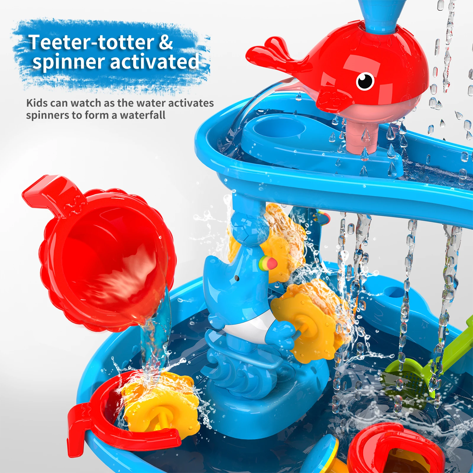 Sand water game table toy 3-Tier Outdoor Water Play Table Toys for Tables Summer Beach Toys for Outside Backyard for Kids age3-8 4
