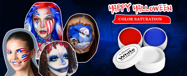  DE'LANCI Red White Blue Face Paint Palette,Waterproof Clown  Makeup Body Paint for Adults Kids,Cream USA Facepaint for Halloween Joker  Skeleton Zombie Sfx Cosplay Stage Makeup,Large Coverage 7.05 Oz : Arts,  Crafts