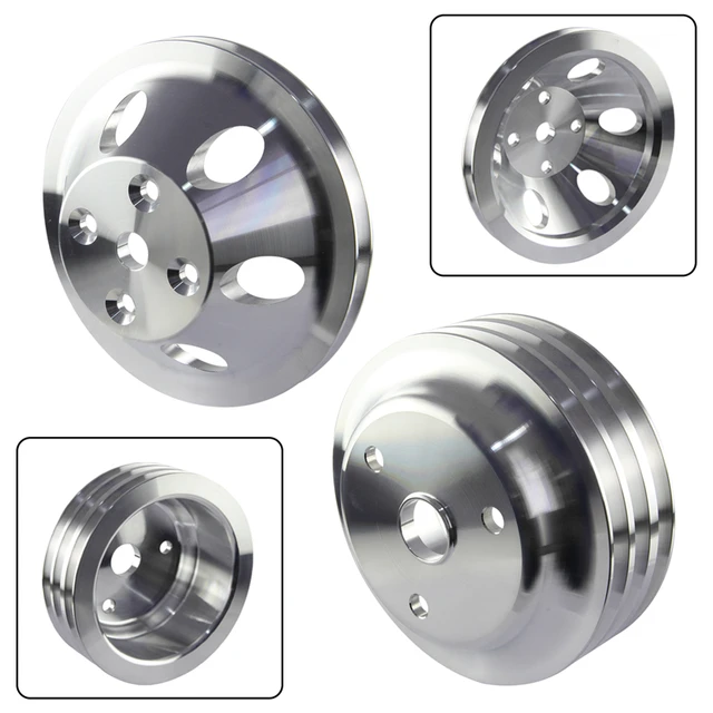 Small Block Chevy Pulley & Bracket Kit – Aluminum – Includes Power Steering & Long Water Pump – By Rodspeedracing