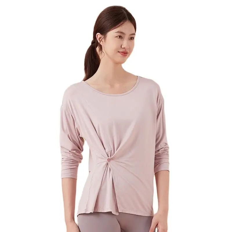 

Yoga Shirts Long Sleeve Women Cover Up Gym Sports T Shirt Fitness Running Shirts Casual Loose Soft Cropped Workout Outfit New