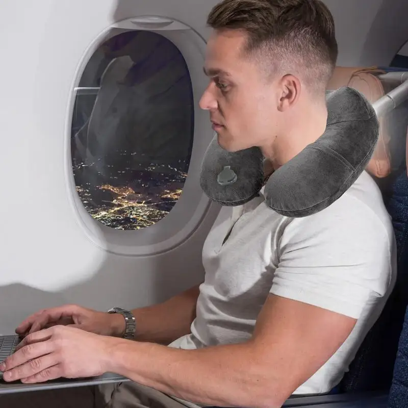 Sleeping Neck Pillow Inflatable Sleeping Pillow For Traveling Adjustable Neck Pillow For High-speed Rail Outdoor Travel 3
