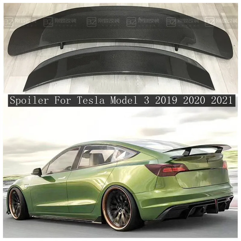 

Fits For Tesla Model 3 2019-2023 High Quality Carbon Fiber Rear Trunk Lip Roof Spoiler Splitters Wing