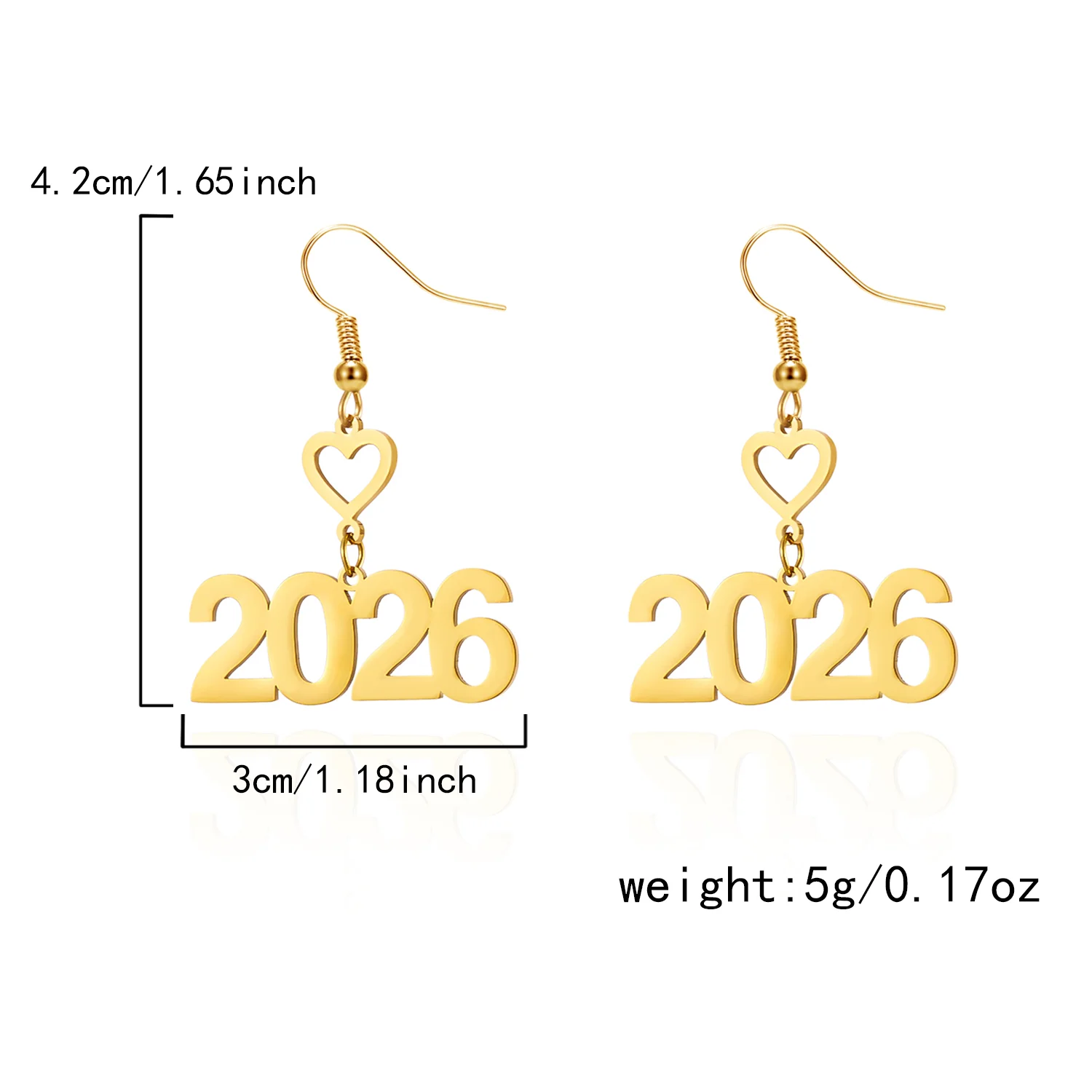 Trendy 2026 Anzahl Geometrische Gold Farbe Sterne Tropfen Ohrringe Party Neue Jahr Schmuck für Frauen Baumeln Hängende Ohrringe Geschenke – Detail 7
