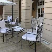 Outdoor Open-air Wrought Iron Sofa Nordic Simple Garden Furniture Sets Leisure Sofa Villa Pavilion Patio Rainproof Table Chairs 5