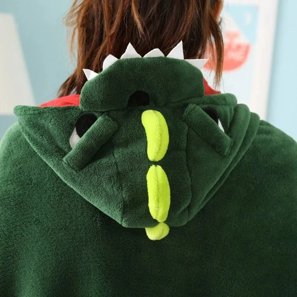 Cute Cartoon Dinosaur Cape Blanket Cozy Warm Throw Blanket Comfortable Soft Home Pajamas Travel