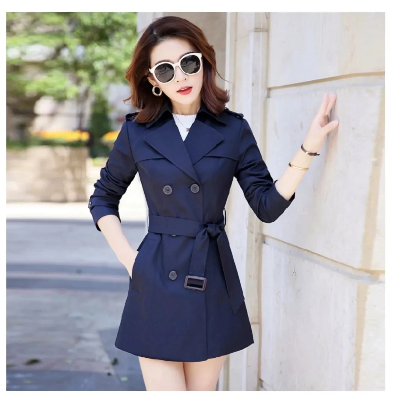 

Women's Windbreaker 2023 New Mid-length Coat Double Breasted Trench Coat Spring Autumn Korean Coat Ladies Coat Outwear