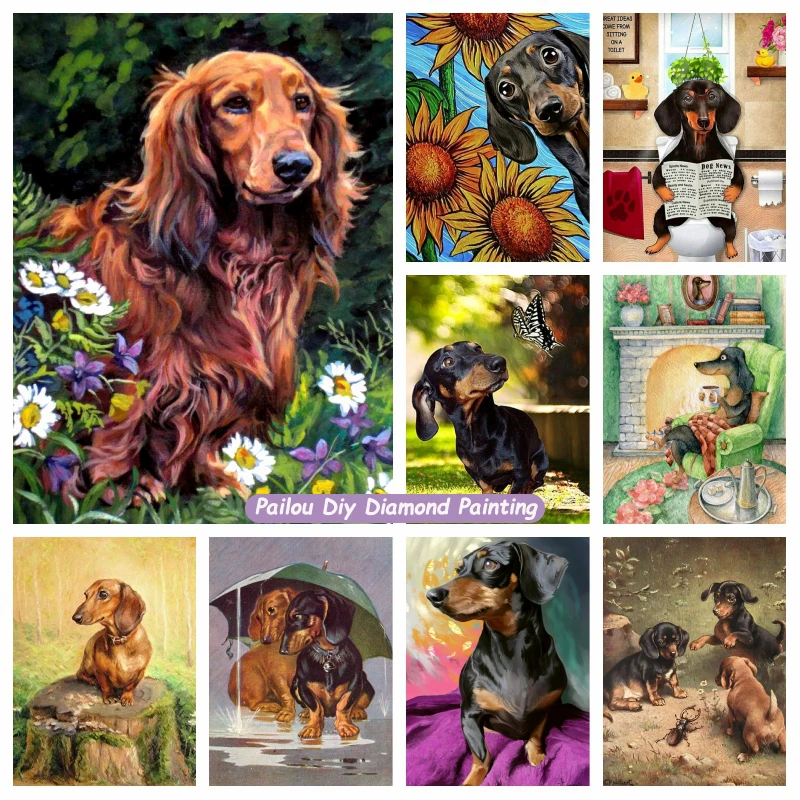 Cute Long Hair Dachshund Dog Diamond Painting Kits Full Drills Wiener Puppy  Animal Mosaic Cross Stitch Handcraft Home Decor - AliExpress