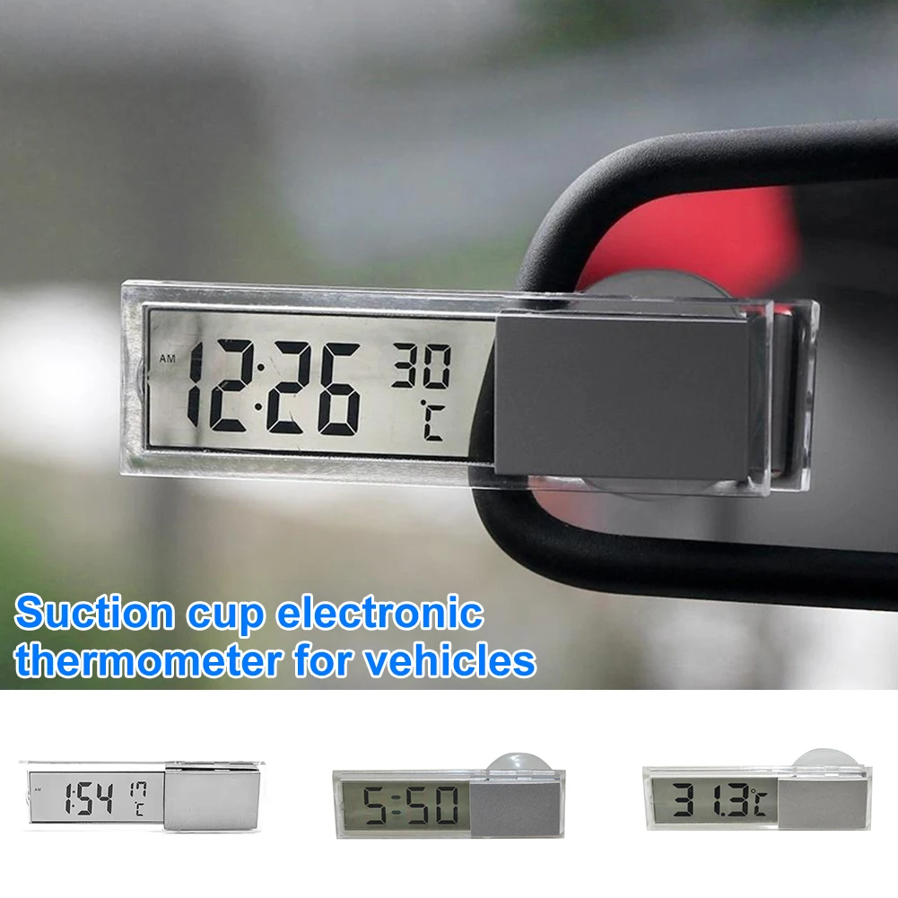 

Car Digital Thermometer Indoor LCD Display Digital Clock Suction Cup Temperature Gauge Battery Operated Meter for Car Truck SUV