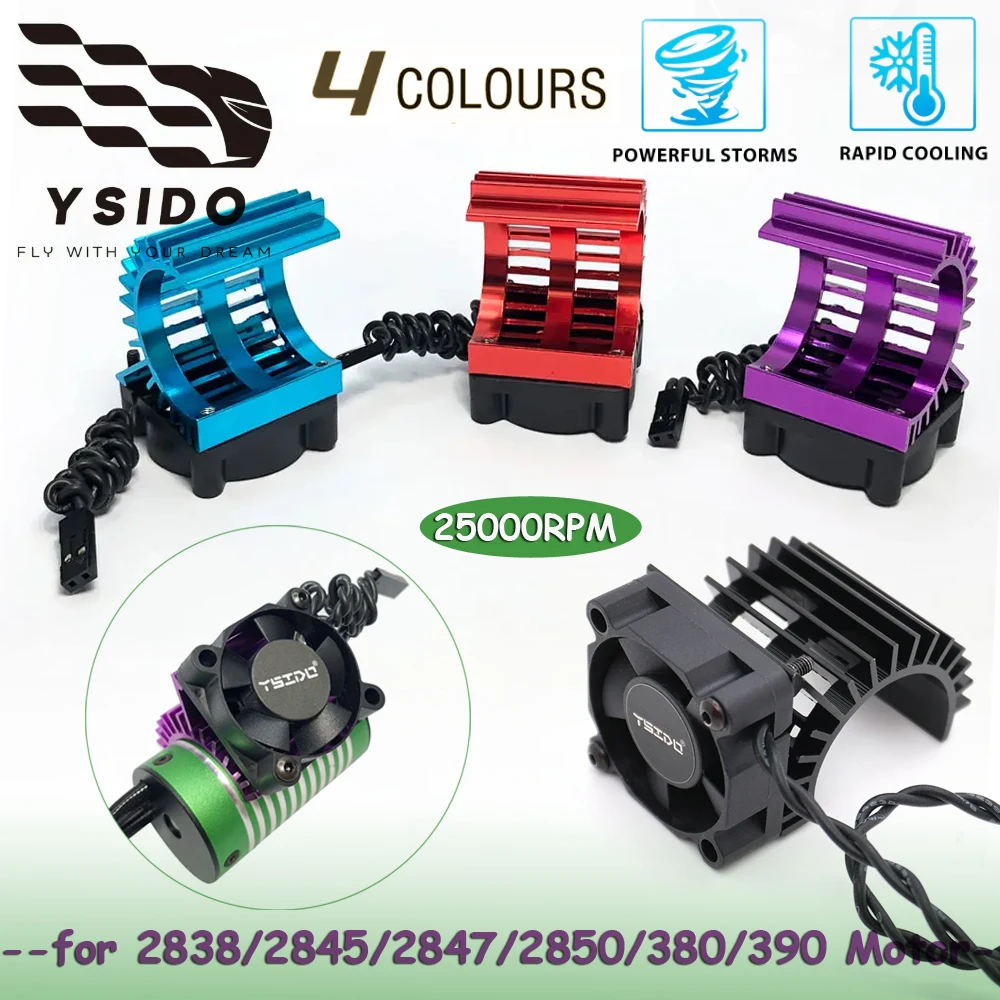 Ysido tampa do motor dissipador de calor 25000rpm ventilador de refrigeração radiador para 1/12 1/14 1/16 1/18 rc carro 2838/2845/2847/2850/380/390 motor