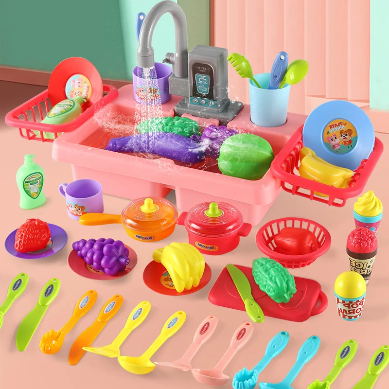 Детский Игровой Набор для кухни домик для девочек ролевые докторские кухонные приборы Автоматическая Посудомоечная машина мини-пазл для раковины подарок на день рождения