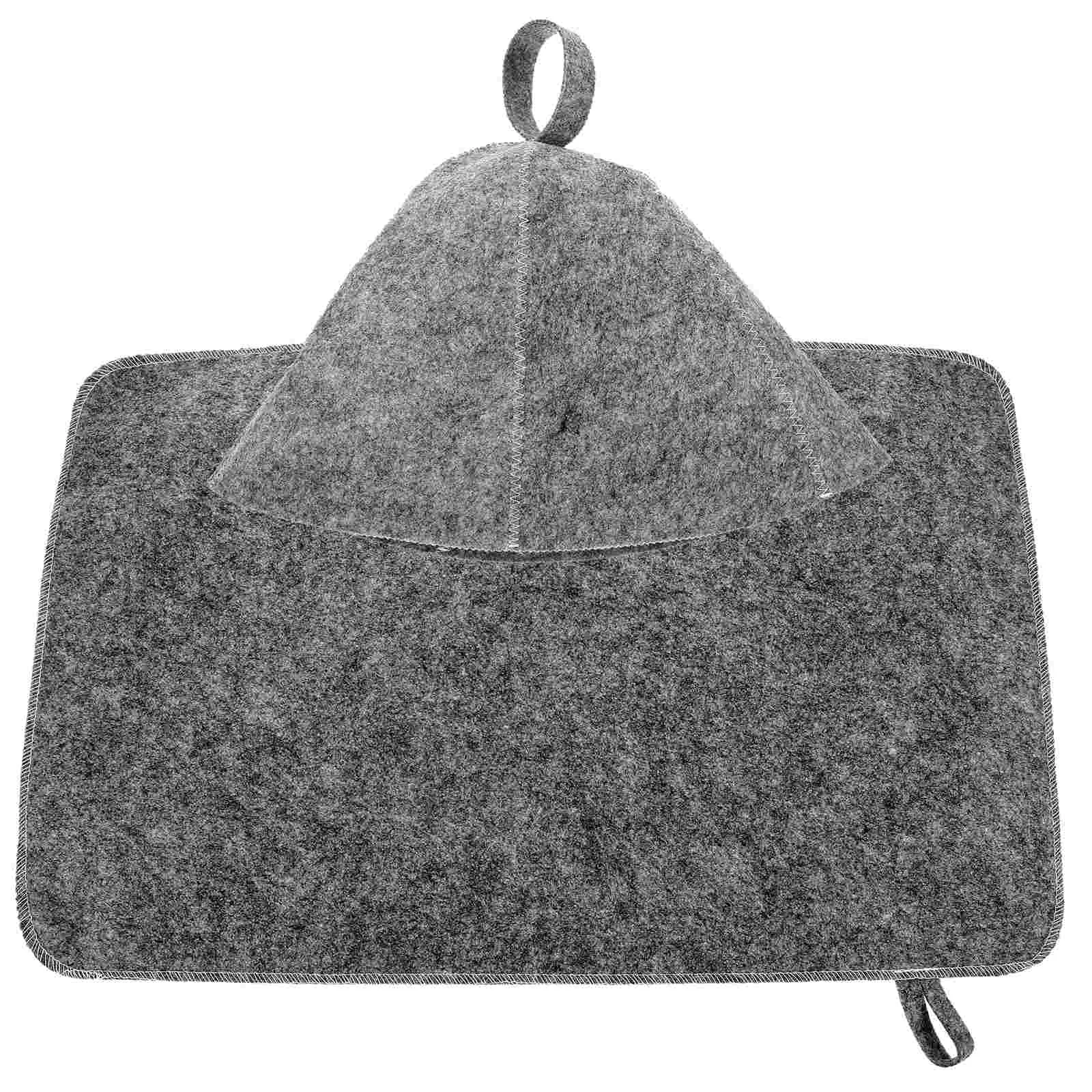 

1 Set of Sauna Hat and Pad Set Supple Felt Bathing Hat Kit Thickened Felt Sauna Hat Set