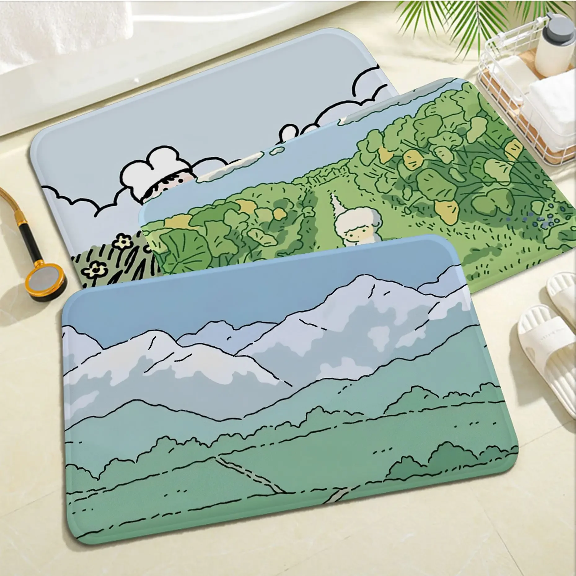 

Cute Illustration Floor Mat Entrance Door Mat Rectangle Anti-slip Home Soft Badmat Front Door Indoor Outdoor Mat Toilet Rug