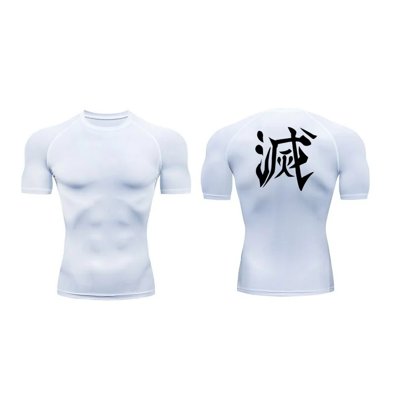 Demon Slayer Print Compression Shirts for Men Gym Workout Fitness Undershirts Short Sleeve Quick Dry Athletic Tees T Shirt Tops short sleeve t shirt sport t shirt running t shirt running t shirts fitness clothes compression t shirt men t shirts men undershirts