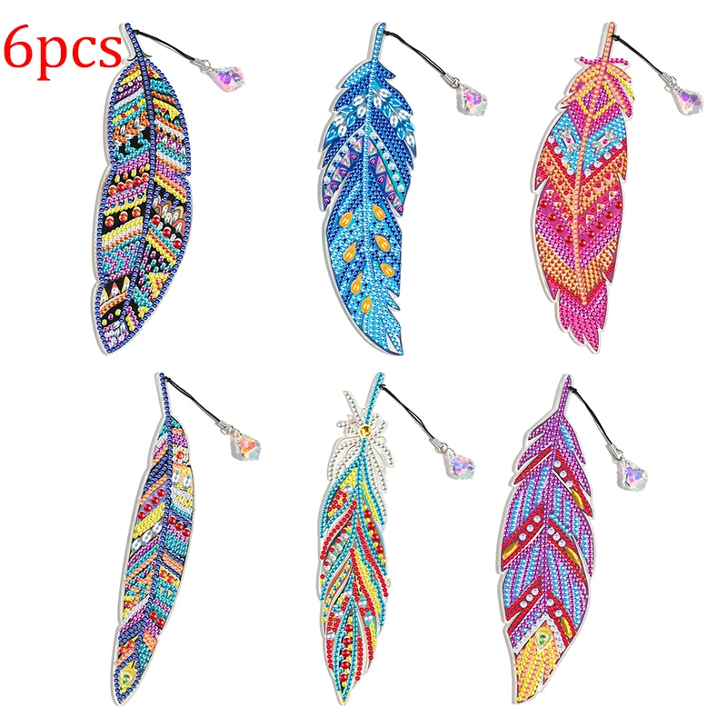 6Pcs Diamond Painting Bookmarks DIY Special Shaped Drill Feather Diamond  Mosaic Rhinestone Embroidery Book Marks Art Crafts Gift - AliExpress