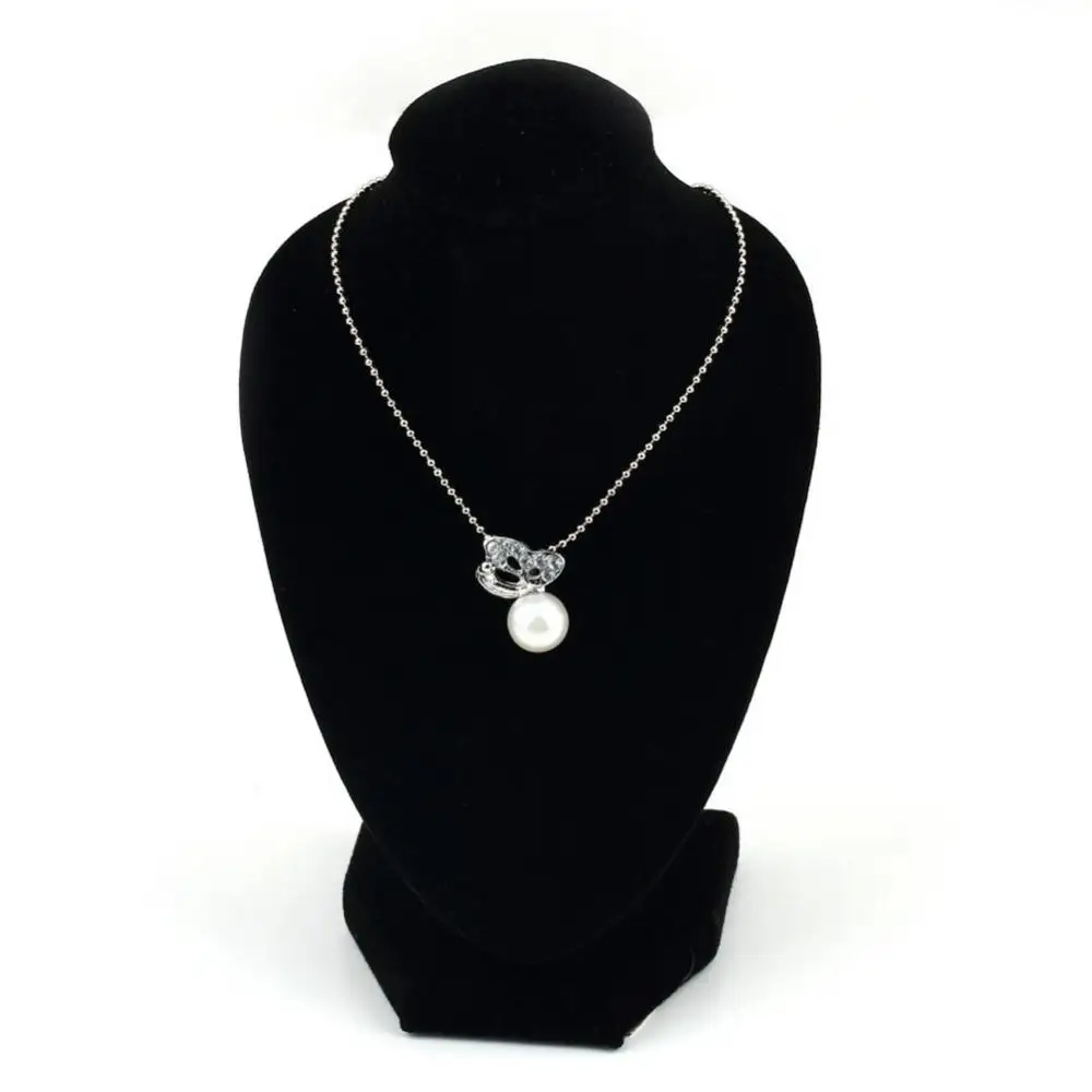 Black Mannequin Necklace Jewelry Pendant Display Stand Holder Show Decorate Rack Black Velvet Fabric Choker Organizer Showcase 2