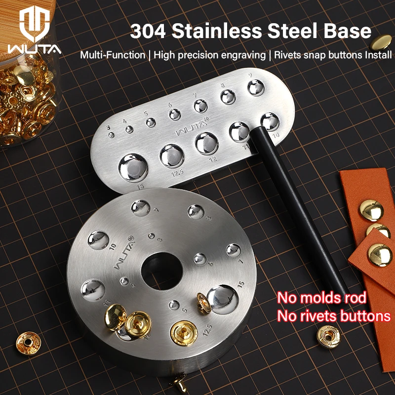 1PC Stainless Steel Rivet Snap Button Setter Base Grommet Mushroom Nail Install Multi-Function Punch Table DIY Leather Tool leather tools,leather craft tools,leather craft tool,snap buttons tools