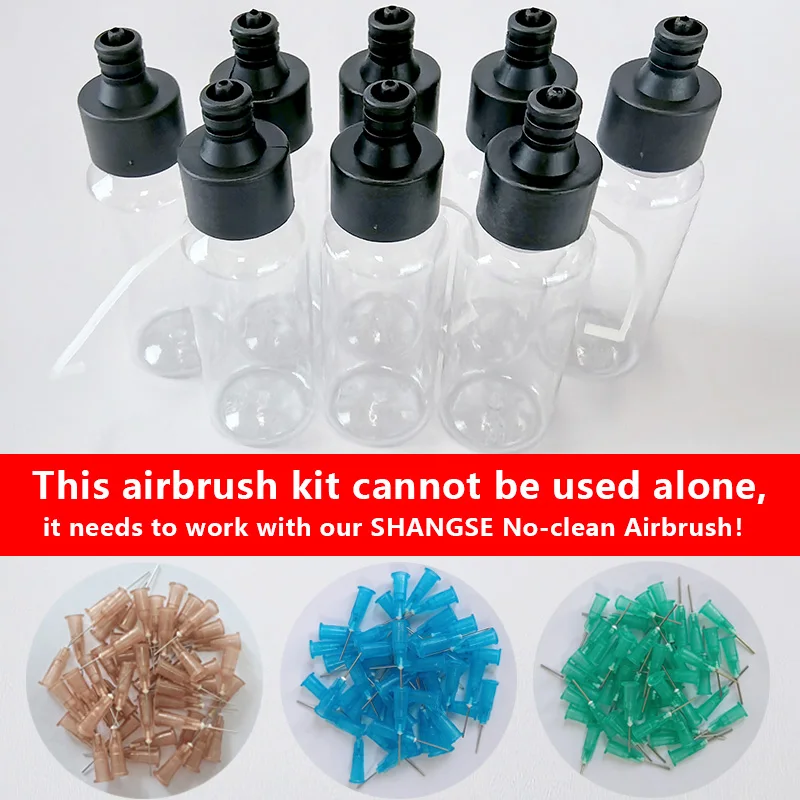 No-Clean Airbrush Kit With Disposable Nozzle (50pcs X 0.3mm & 50pcs X 0