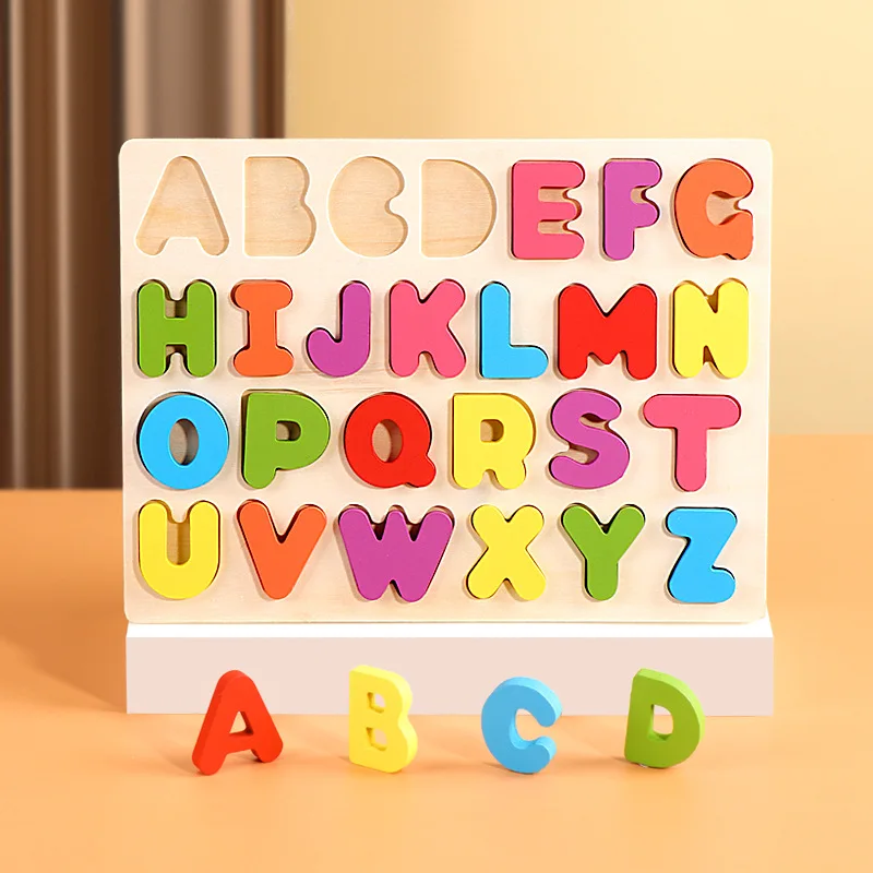 TongYueFun Montessori Wood Alphabet for Kids Letters Puzzles for Children Education Early Learning Wooden Baby and Toddler Toys