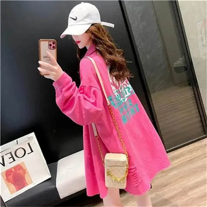 

Long Hole Shirt Women's Design Sense Underwear Spring and Autumn 2023 New Western-Style Loose Casual Lazy Wind Shirt M1105