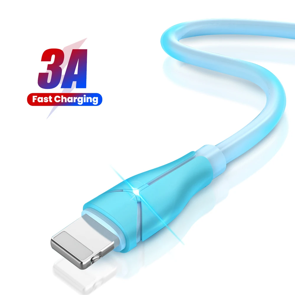 

1/1.5/2m Liquid Soft Glue USB Data Cable 3A Fast Charging Cable USB A To 8 Pin Cord For iPhone 14 13 12 Pro Max
