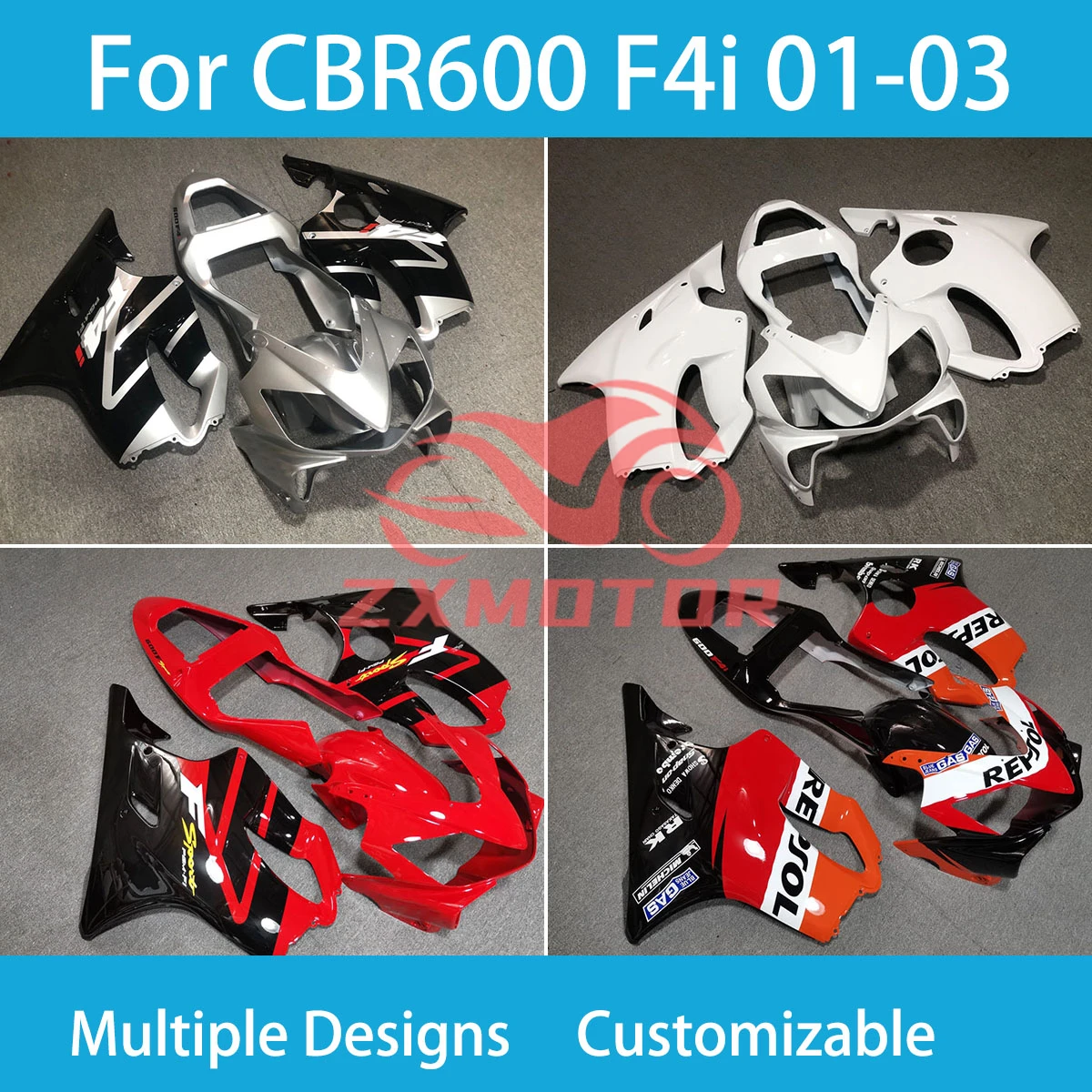 

Инъекционные Обтекатели CBR 600 F4i 01 02 03 послепродажный КУЗОВ Полный комплект обтекателей для Honda CBR 600 F 4i 2001 2002 2003