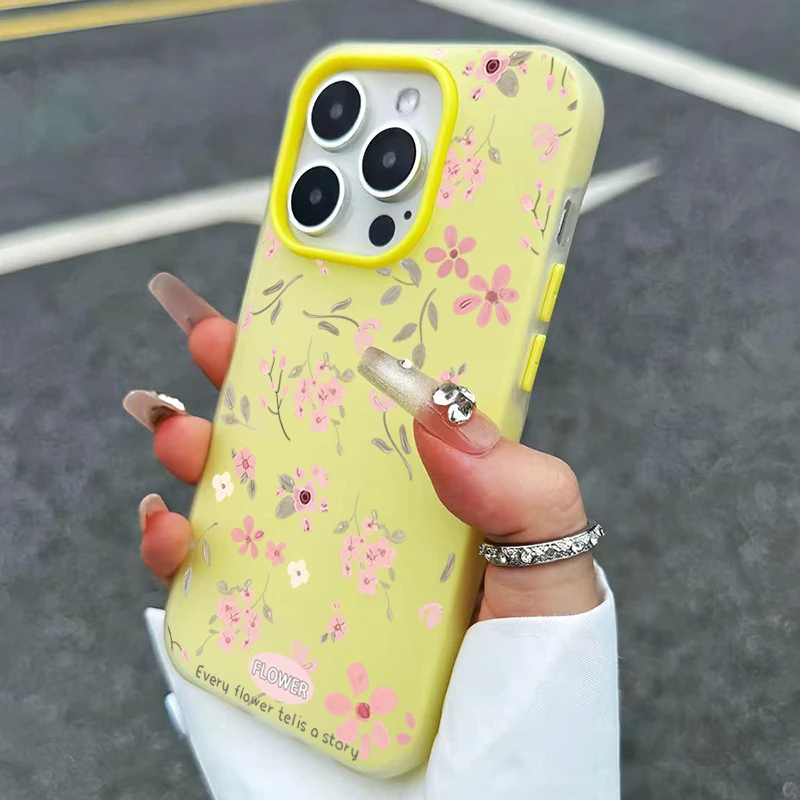 Charming Pink Floral Candy Color Phone Case Cover