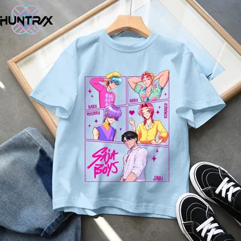 Kids T-Shirt KPop Demon Hunter Cotton Fashion Casual Top 2025 Movie Crew Neck Cartoon Girls Boys T-Shirt Casual Girls Clothing 1