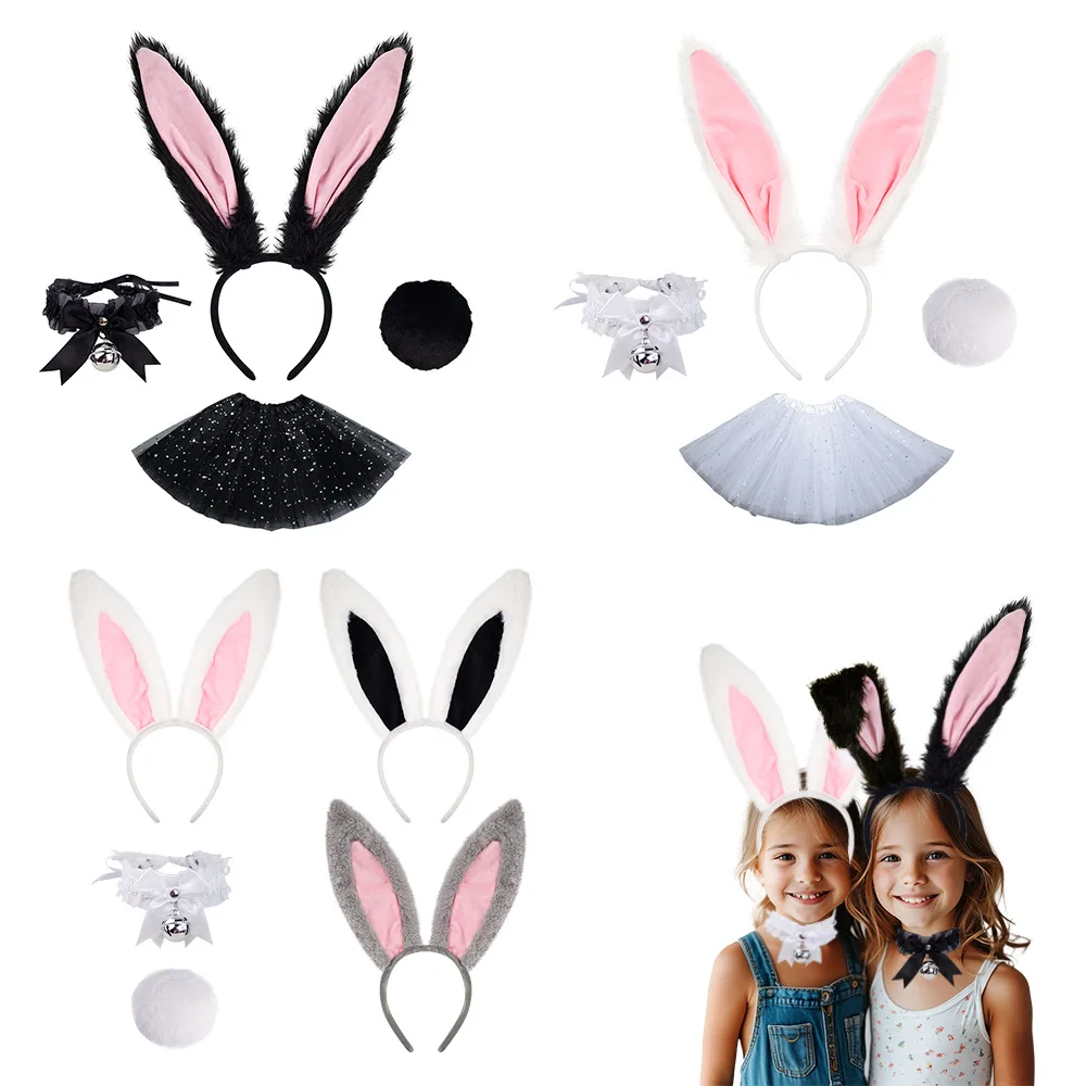 Set De 7 Accesorios Para Disfraz De Conejo – Orejas, Cola, Gafas, Guantes, Pajarita Y Reloj, Para Pascua Y Halloween