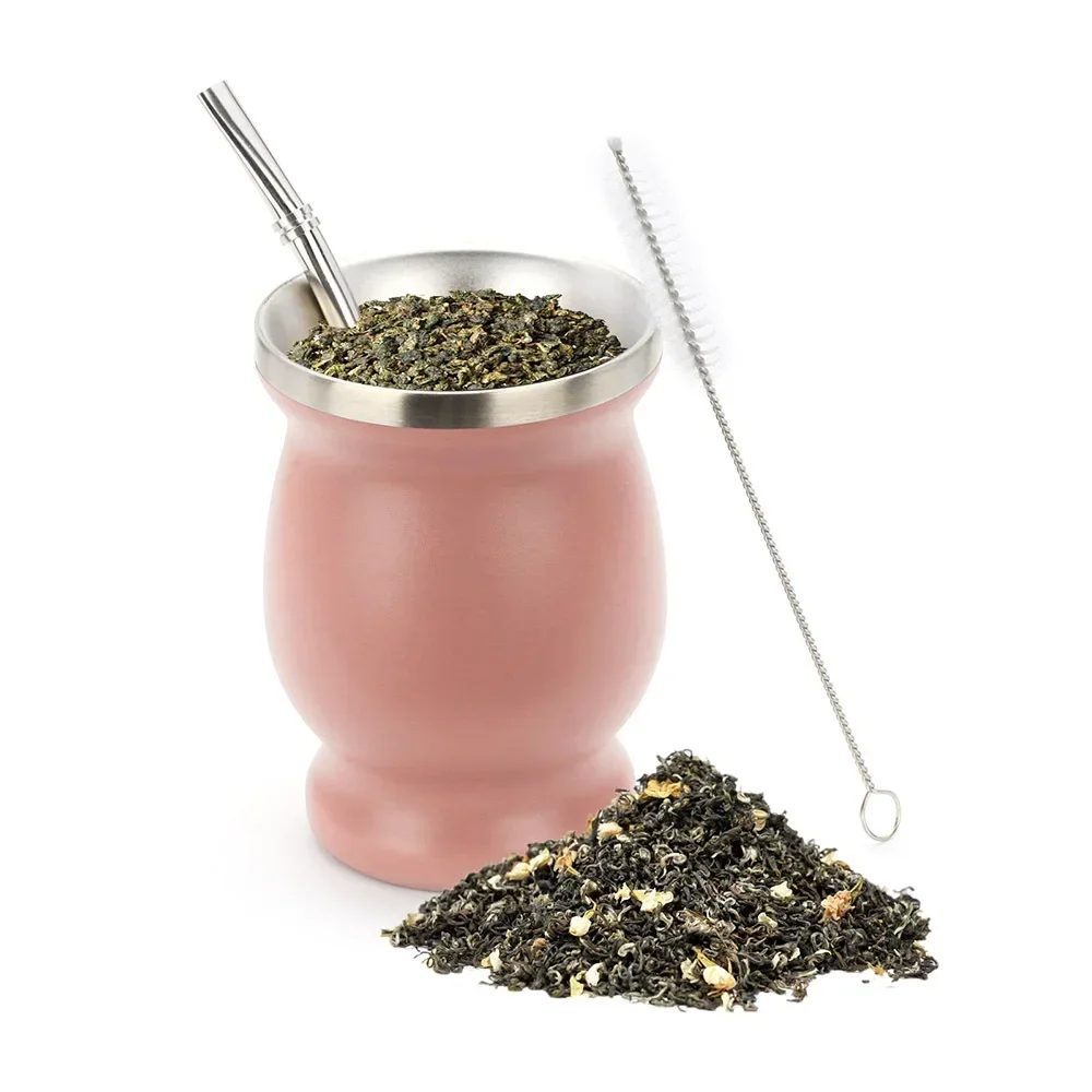 Yerba Mate-Becher, 304 Edelstahl, doppelwandig, 227 ml, tragbarer  Teebecher, argentinischer Yerba Mate-Kürbis mit Bombillas und Reinigung –  die besten