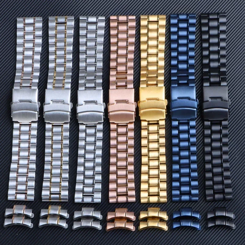 Luxurious Stainless Steel Curved End Metal Watch Band Bracelet