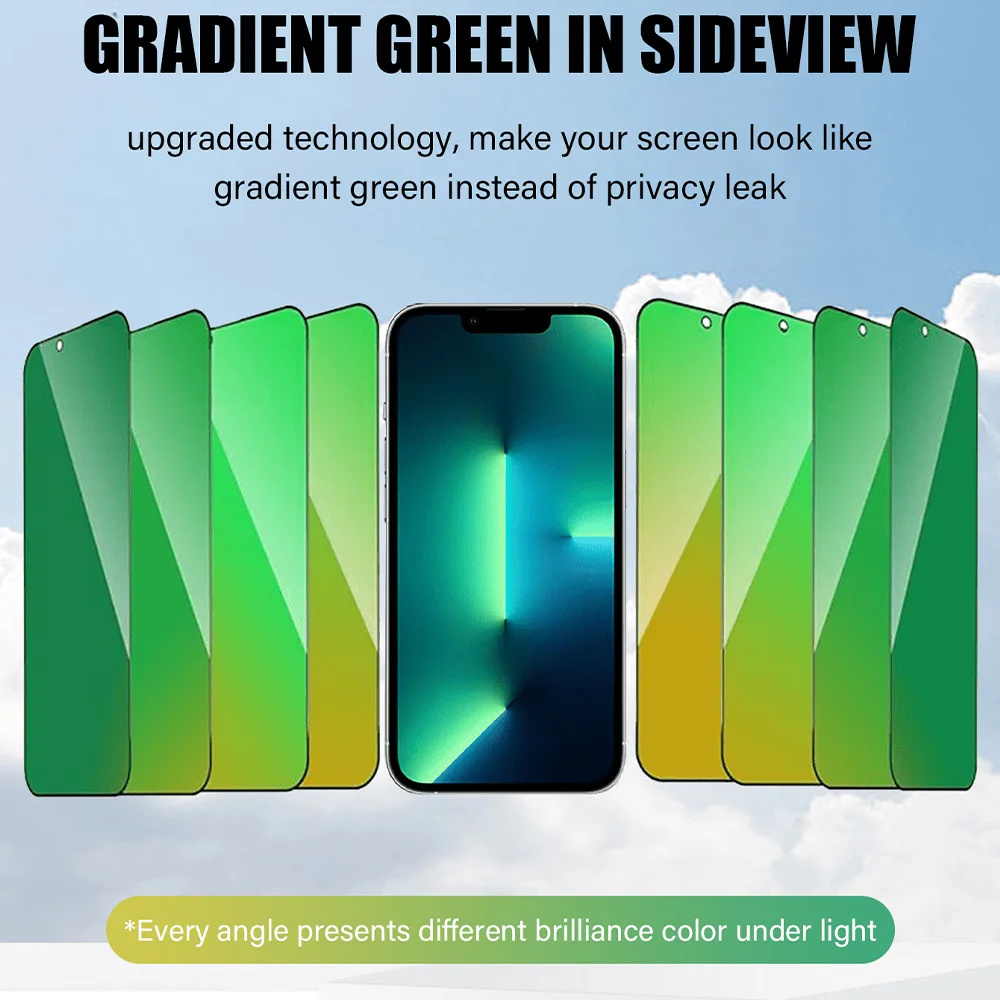 NNBILI 2 Stück Neue Anti-Spionage Farbverlauf Spiegeleffekt Vollbild-Schutzglas Displayschutzfolie für iPhone 17 16 15 Pro Max 17 – Detail 4