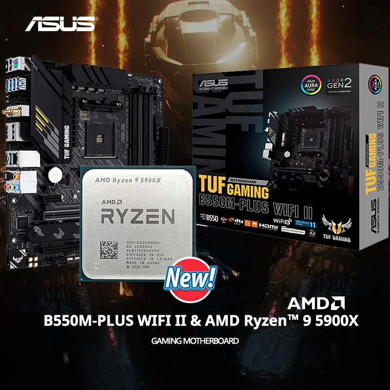 Kit de carte mère AMD Ryzen 9 5900X R9 5900X + ASUS TUF GAMING Bcape M PLUS  (WAP FI) II Micro-ATX, tout neuf mais sans ventilateur - AliExpress