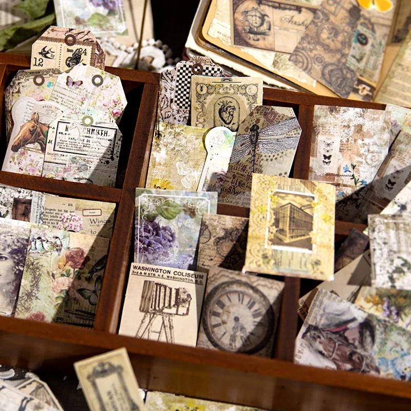 Journamm 45 개/갑 Srapbook 스티커 팩 빈티지 재료 장식 정크 저널 DIY 사진 앨범 콜라주 일기 스티커 편지지