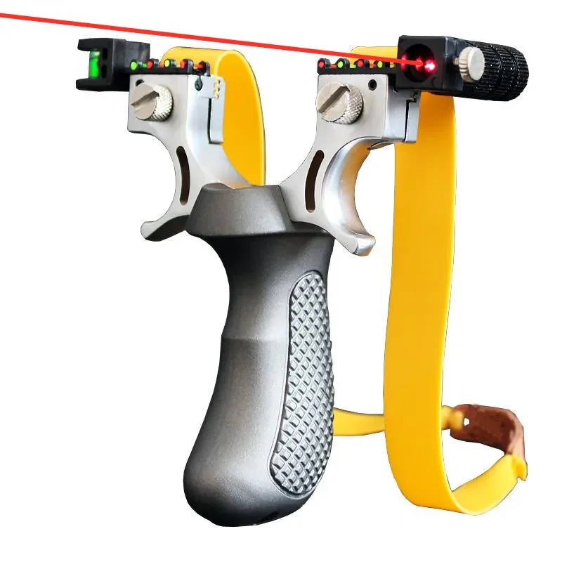 Laser Sight Laser Aiming Slingshot Powerful Outdoor Hunting Competition Slingshot Resin Material Use Flat Rubber Band 4 Colors
