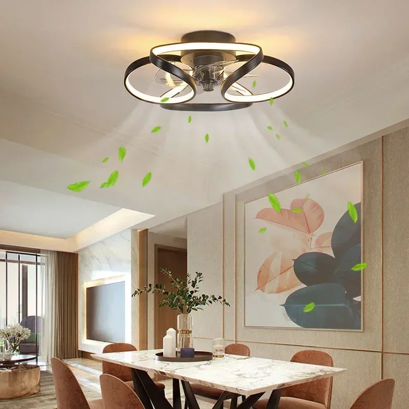 Nordic Intelligent Fan Light Color Dimming and Silent LED Ceiling Fan Light Remote Control Abanicos de tech Bedroom Lighting ceiling fan