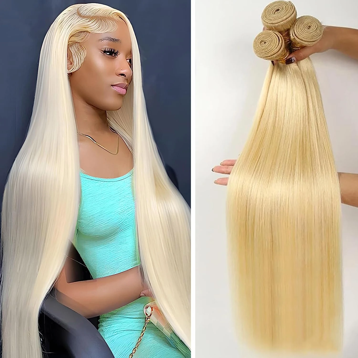 #613 Blonde Human Straight Hair Bundles Honey Blonde Bundles Brazilian Hair Weave Human Remy Hair Extension Double Weft 1