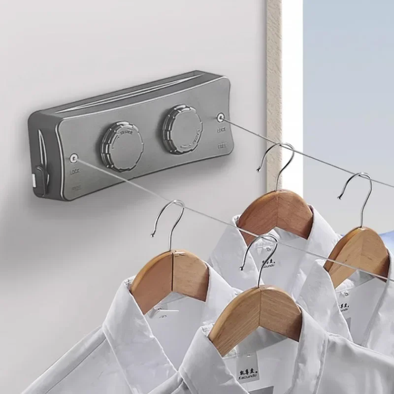 5.1m Retractable Clothes Hanger Laundry Drying Clothesline Stainless Steel Cloth Rack Wall Mounted Washing Clothes 4